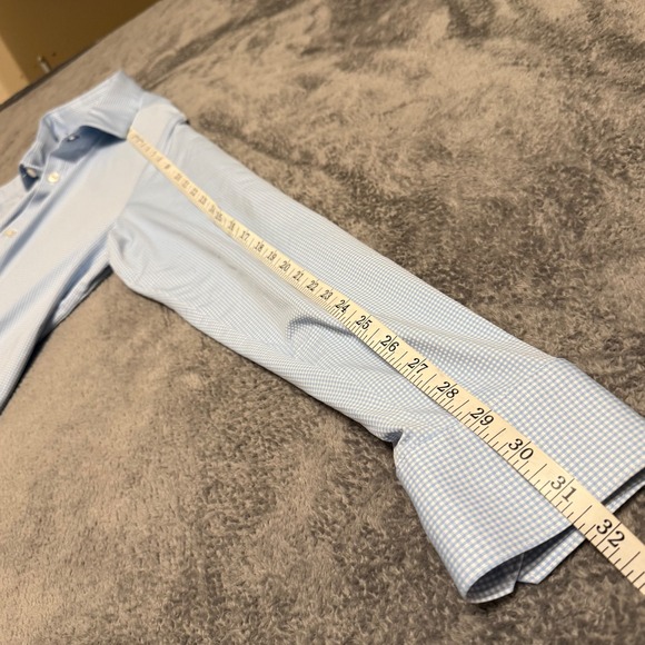 MIZZEN AND MAIN Spinnaker Collection Blue Gingham Dress Shirt Plaid XL Trim Fit - Picture 6 of 6